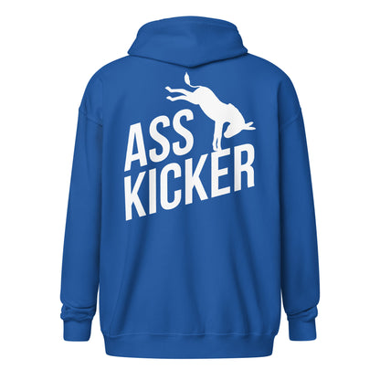 Donkey Democrat Ass Kicker Full Zip Blue Hoodie