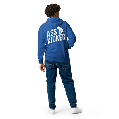 Donkey Democrat Ass Kicker Full Zip Blue Hoodie