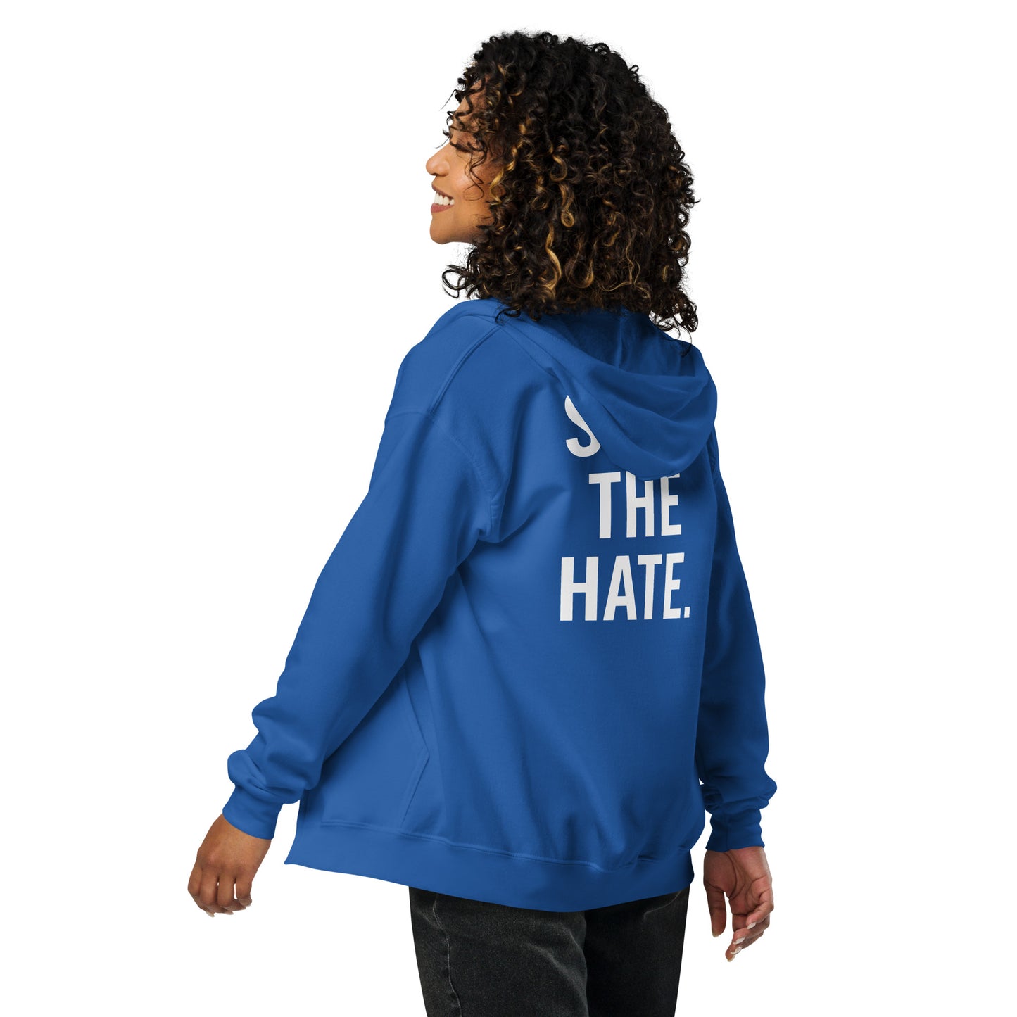 Stop The Hate Full Zip Blue Hoodie