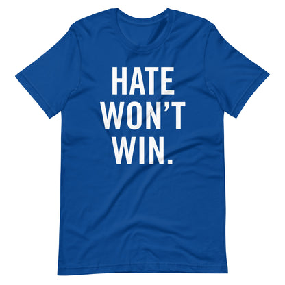 Hate Won't Win Democrat Blue T-Shirt