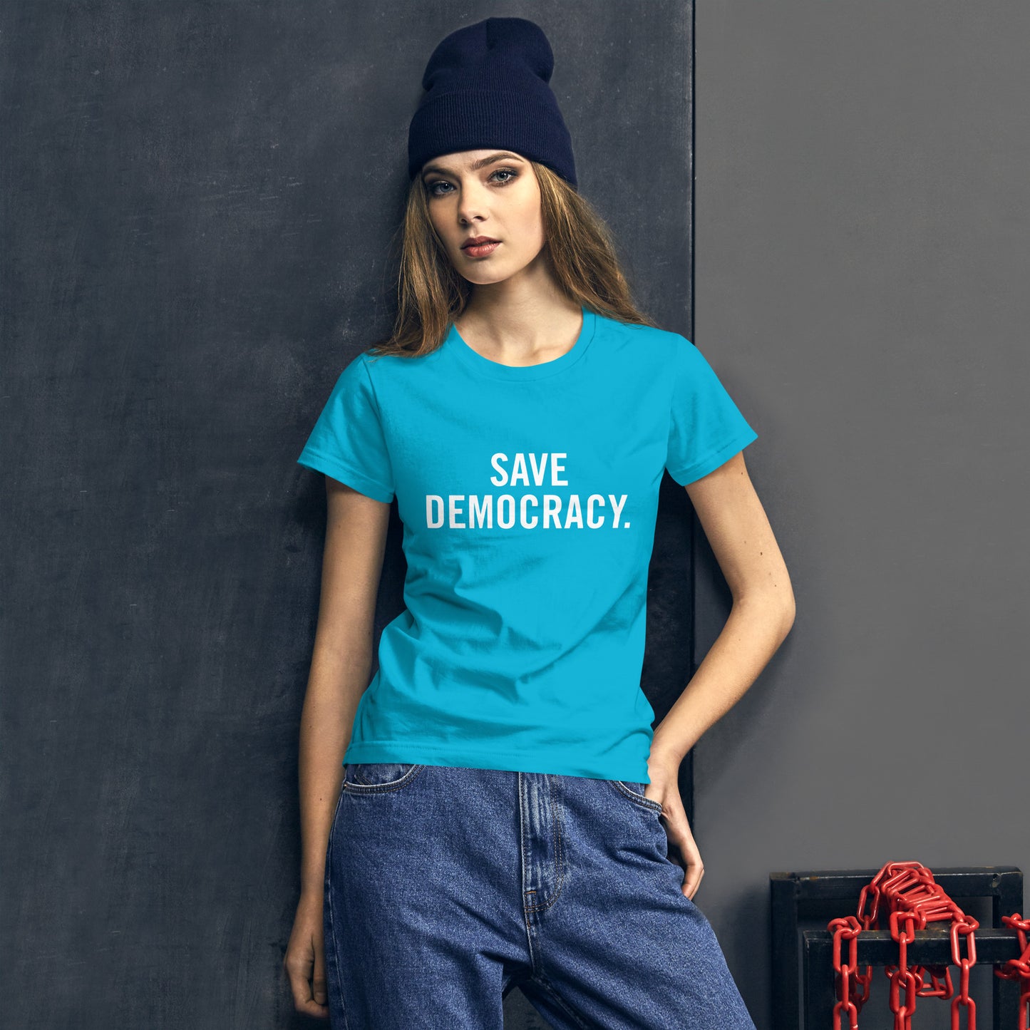 Save Democracy Women's T-Shirt Turquoise